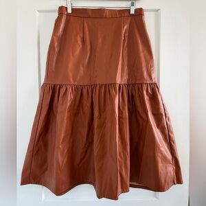 Faux Leather Tan Peplum Skirt